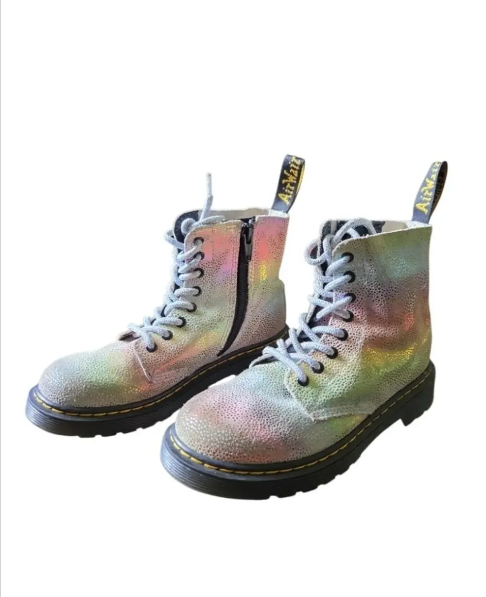 Dr Doc Martens 1460 Pascal J Kidray Iridescent Rainbow Junior sz 13 Combat Boot